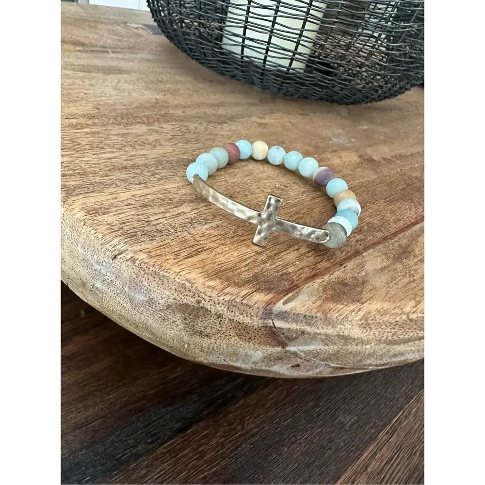 Matte bead necklace snd bracelet set